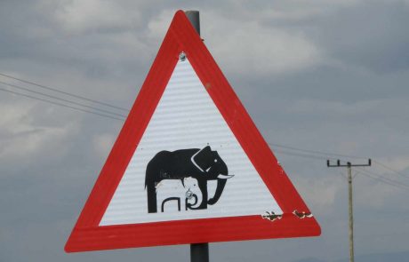 Klassische Kenia Reise Straßenschild mit Ele