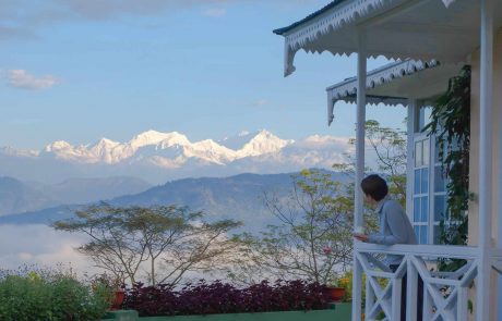 Darjeeling Glenburn Lodge Blick vom Balkon auf den Himalaya