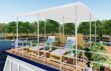 Indien Kreuzfahrt Bhitarkania Nationalpark Katamaran Deck